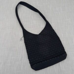The Sak Crochet Knit Black Shoulder Bag
